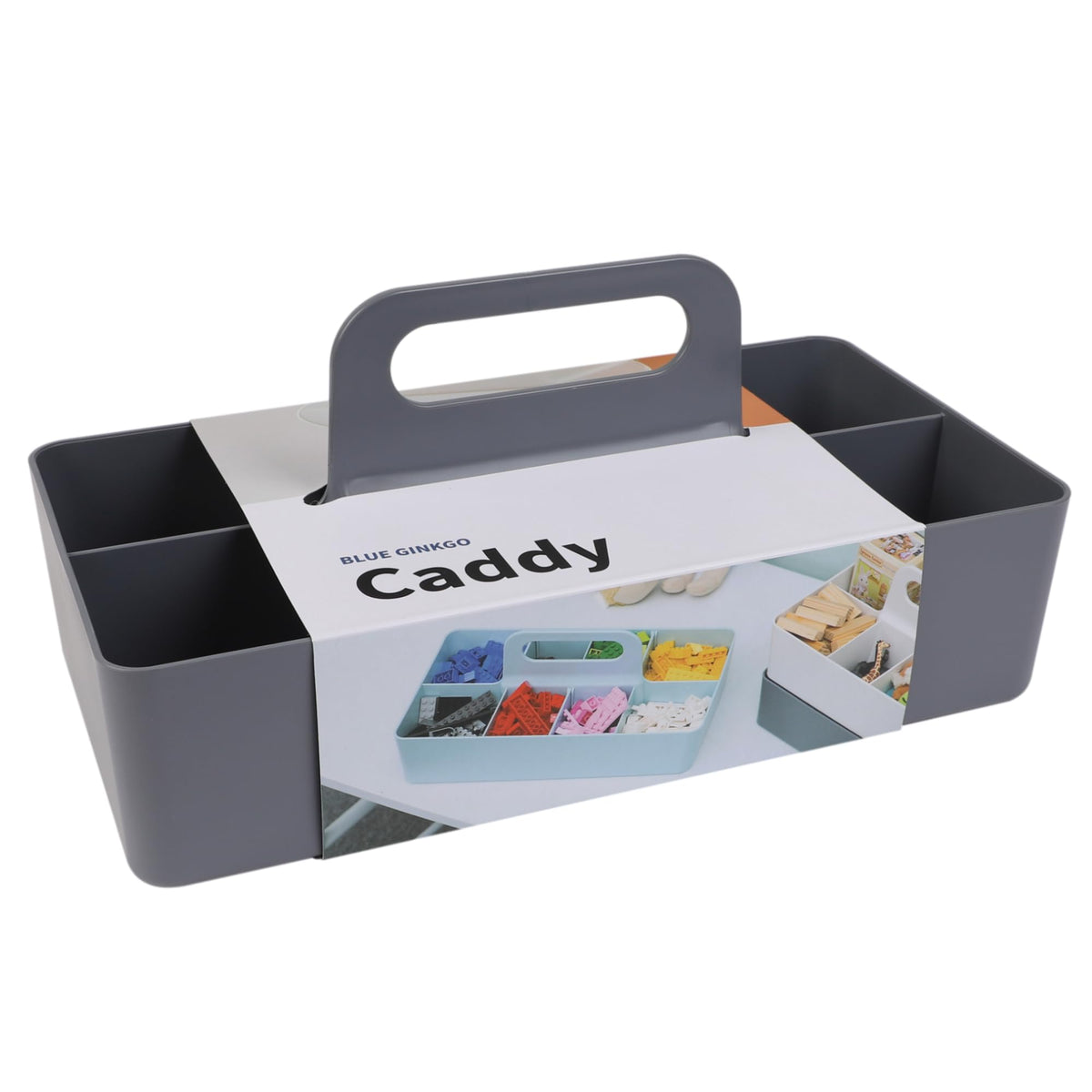 BLUE GINKGO stackable organizer caddy front view in gray for tidy desks