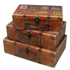 Blue Orchards travel-themed paperboard boxes, small size for compact keepsake storage and desk organization.