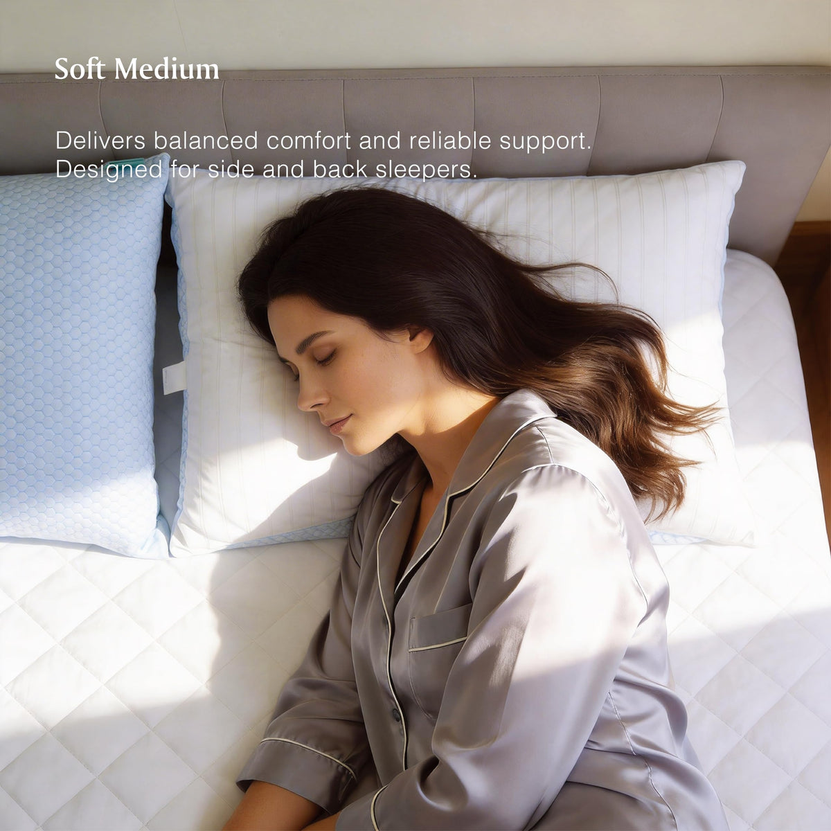 Blue Ridge Home Fashions cooling pillows showing cotton-side breathable surface.
