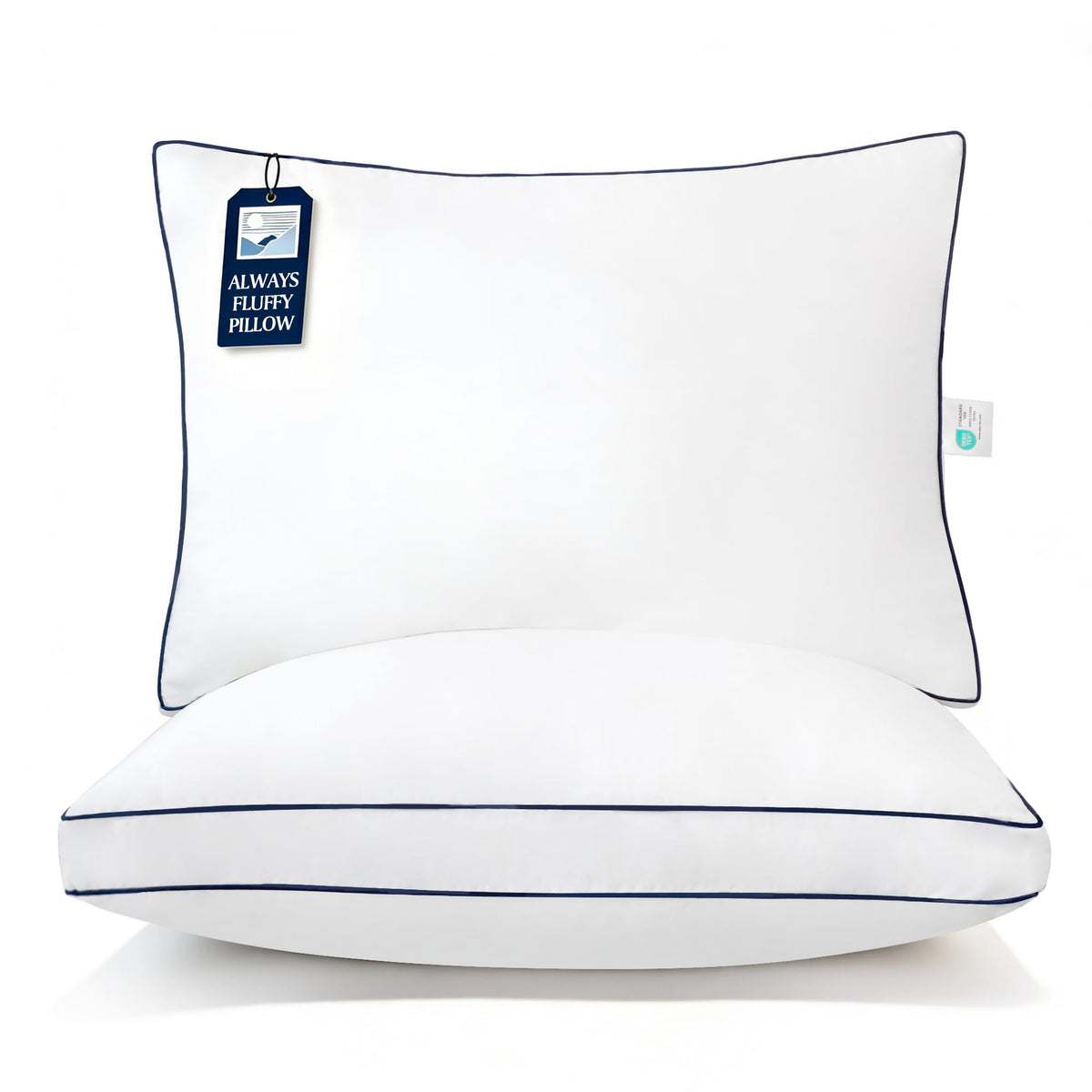 Blue Ridge Hotel Pillows Queen Set of 2, 18x26, front view for plush at-home comfort