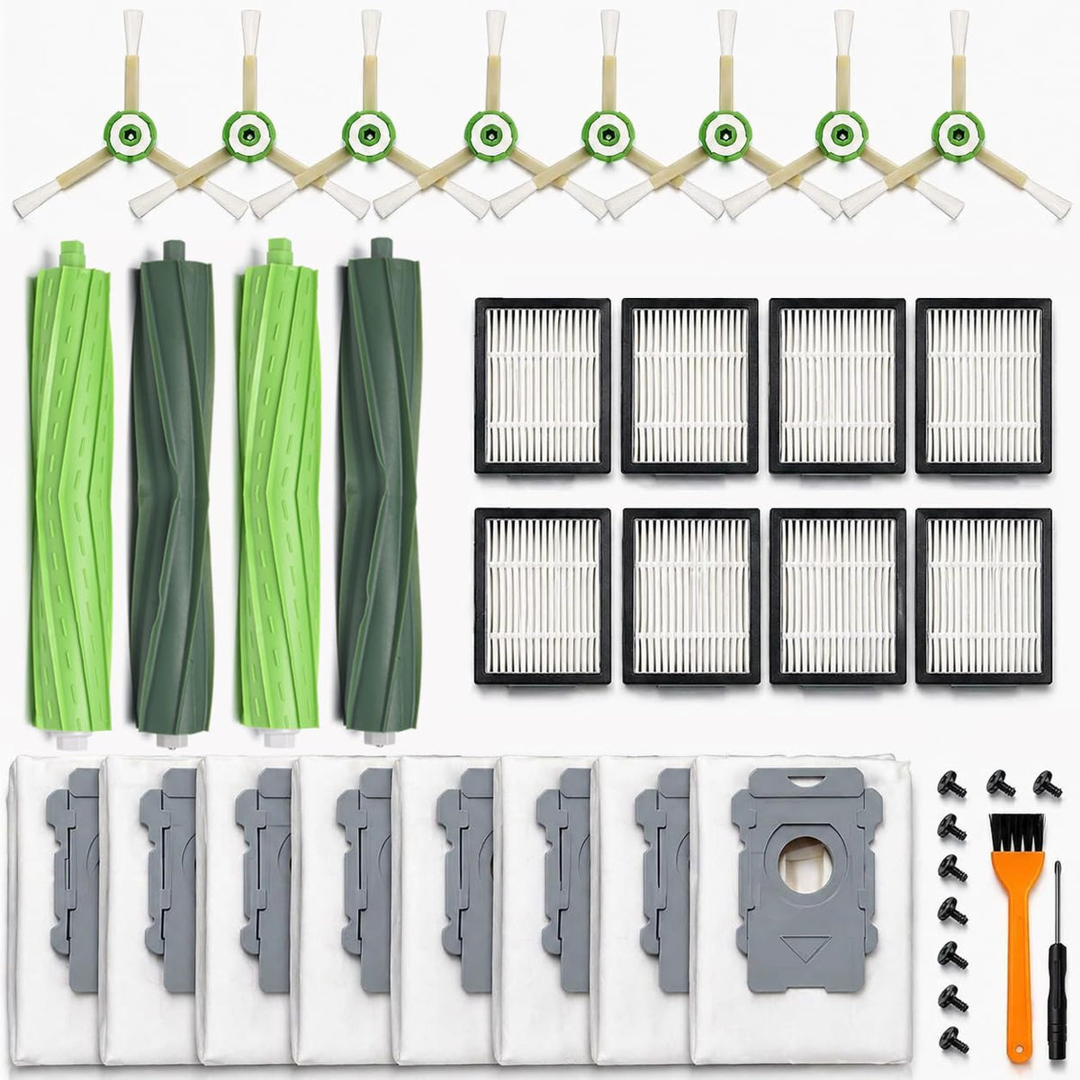 Bluearks 2 rubber rollers for Roomba deliver durable edge-cleaning performance.