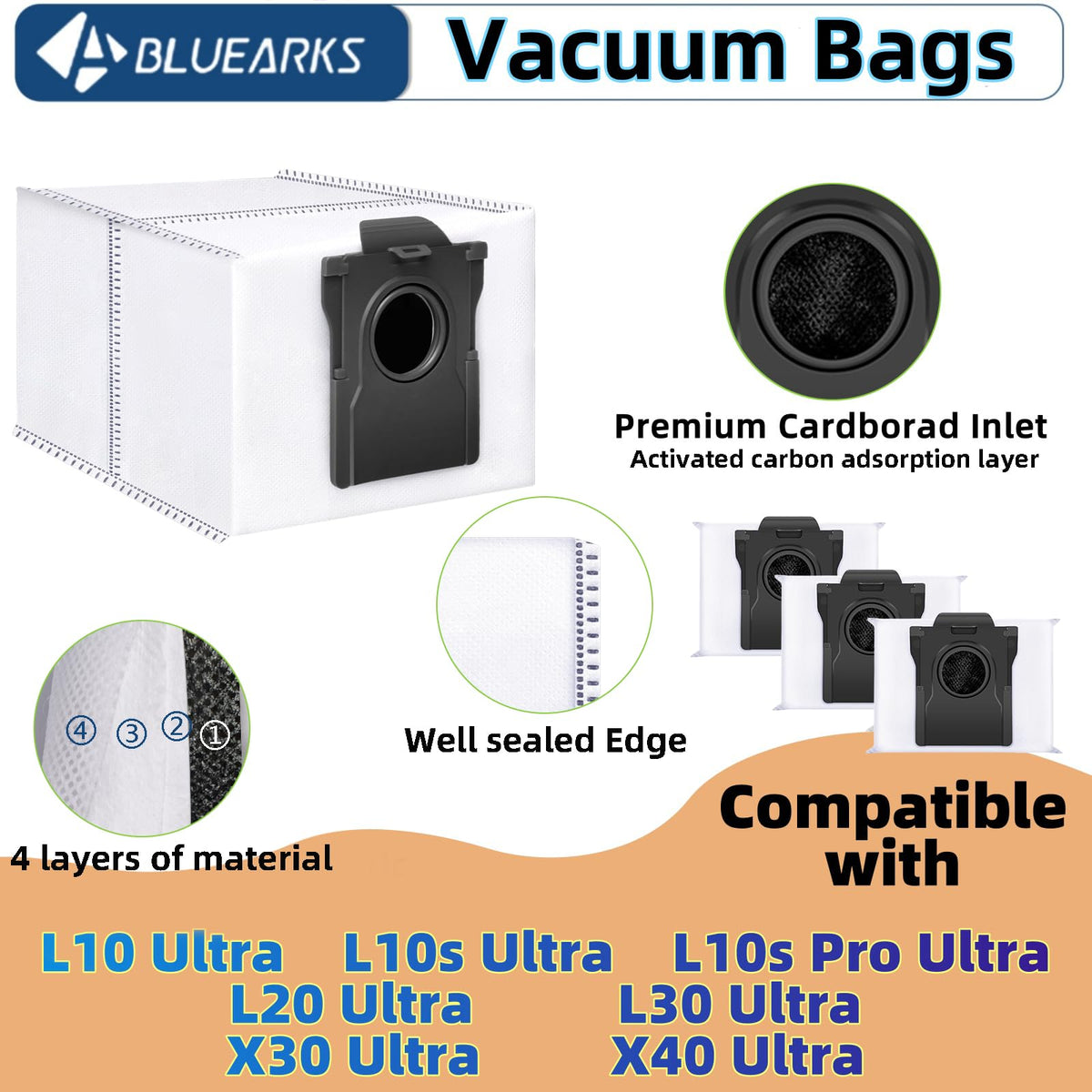 Bluearks activated carbon dust bags help minimize odors during disposal.