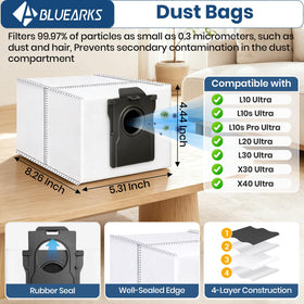 Bluearks Dreame X40 Ultra kit activated carbon bags reduce odors during cleaning.