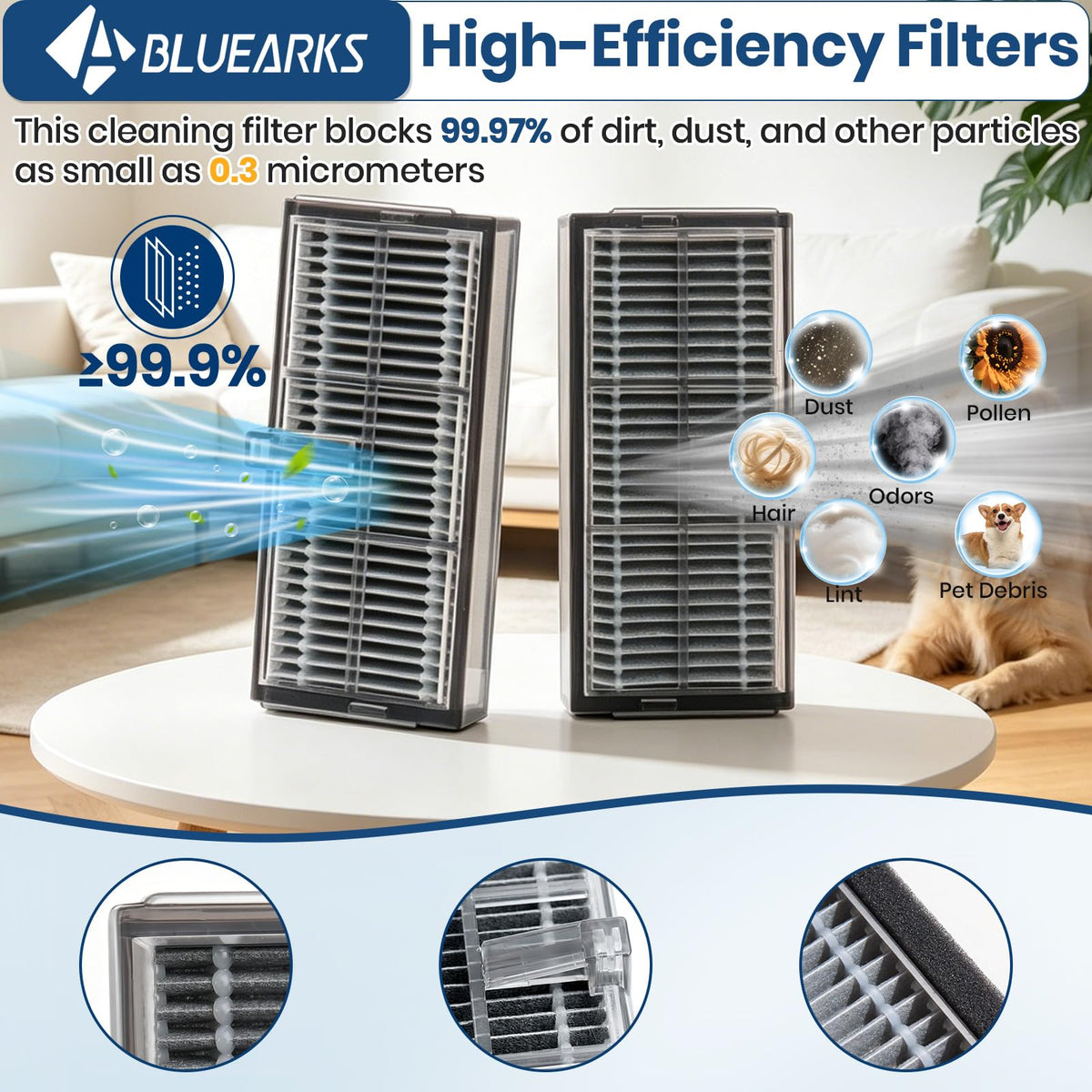 Bluearks Dreame X40 Ultra kit microfiber cloths absorb spills without scratching floors.