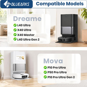 Bluearks Dreame X40 Ultra kit side brush cleans corners and edges effectively.