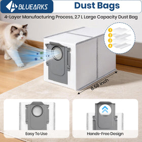 Bluearks Qrevo S5V six mop pads absorb spills and protect surfaces.
