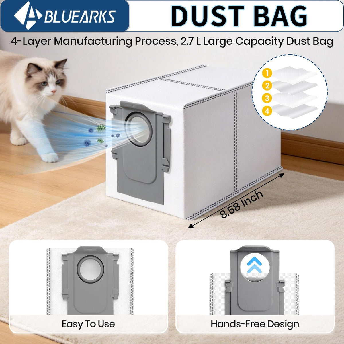 Bluearks six vacuum bags prevent leaks and keep the bag system tidy