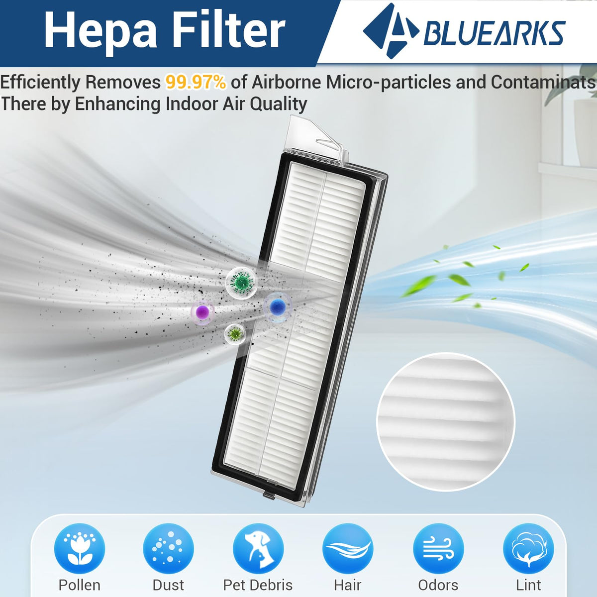 Bluearks S8 Max side brushes demonstrate corner cleaning performance.