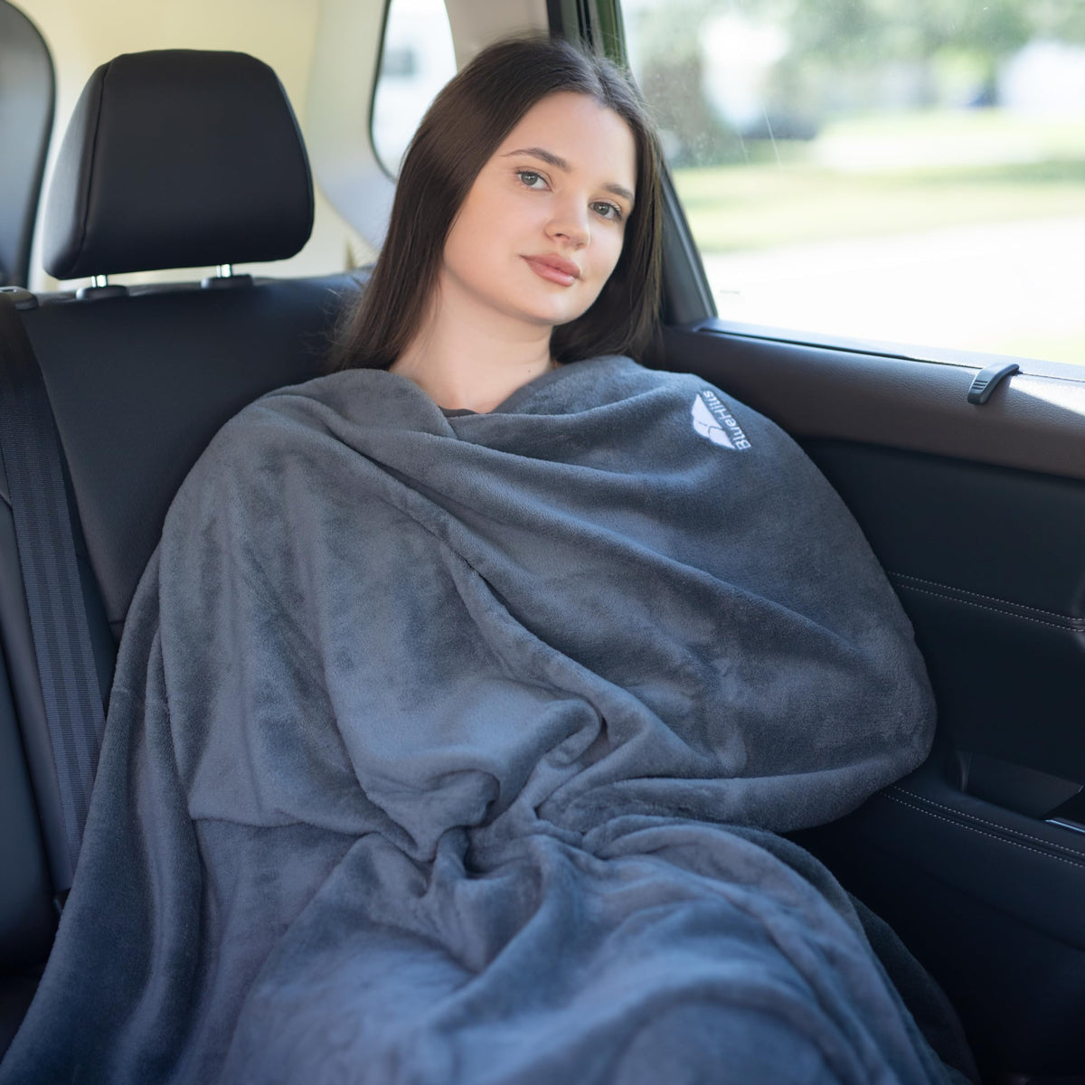 BlueHills throw blanket on a couch for relaxed movie time