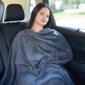 BlueHills throw blanket on a couch for relaxed movie time