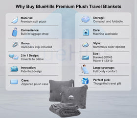 BlueHills soft case with blanket doubles as a small pillow for easy transport