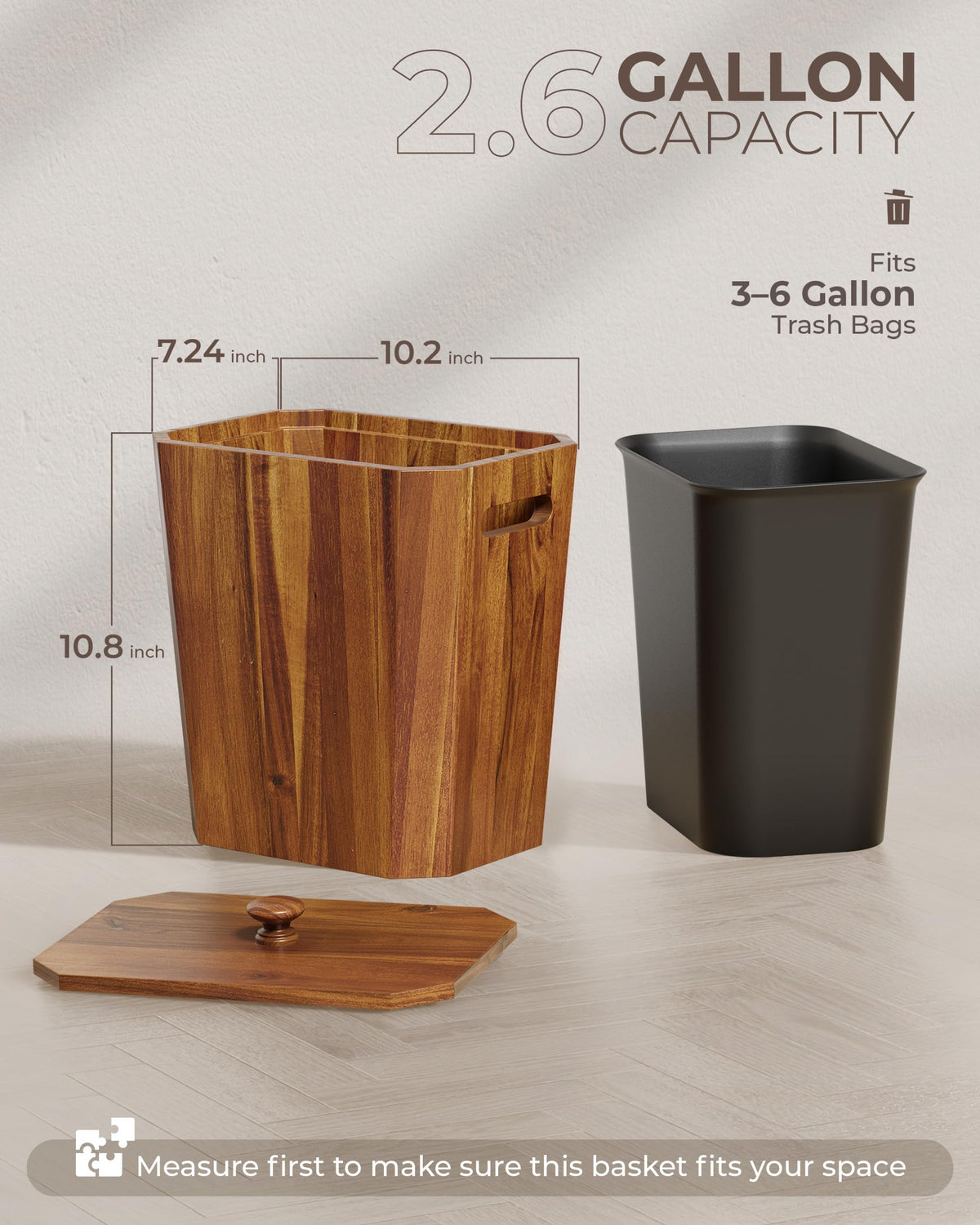 BLUEWEST compact-size wastebasket fits beside desks or toilets with space to spare.