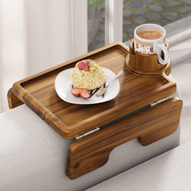 BLUEWEST Large16 couch cup holder tray clipped to armrest for convenient drinks and snacks