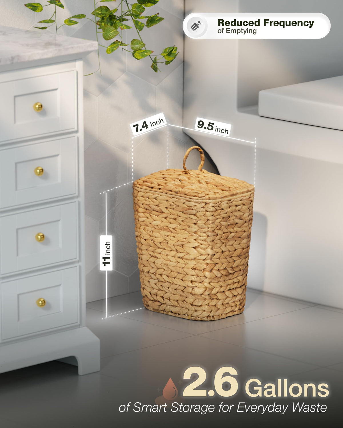 BLUEWEST removable plastic inner bin for easy cleaning and odor control.