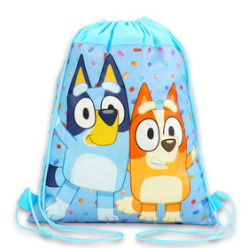Bluey Bingo artwork close-up on drawstring bag enhances party decor.