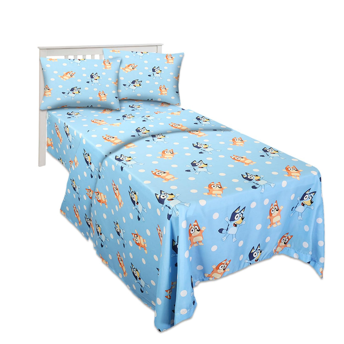 Bluey flat sheet artwork with vibrant print and soft microfiber for daily use.