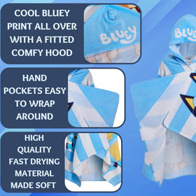 Bluey hooded towel pocket detail, convenient corner pockets for wrapping
