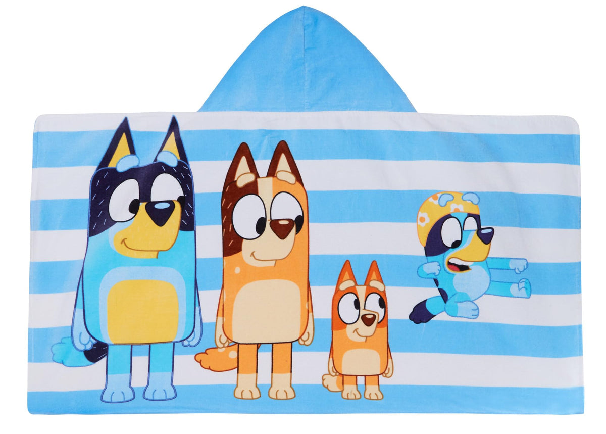 Bluey hooded towel size 125x75 cm, generous fit for kids