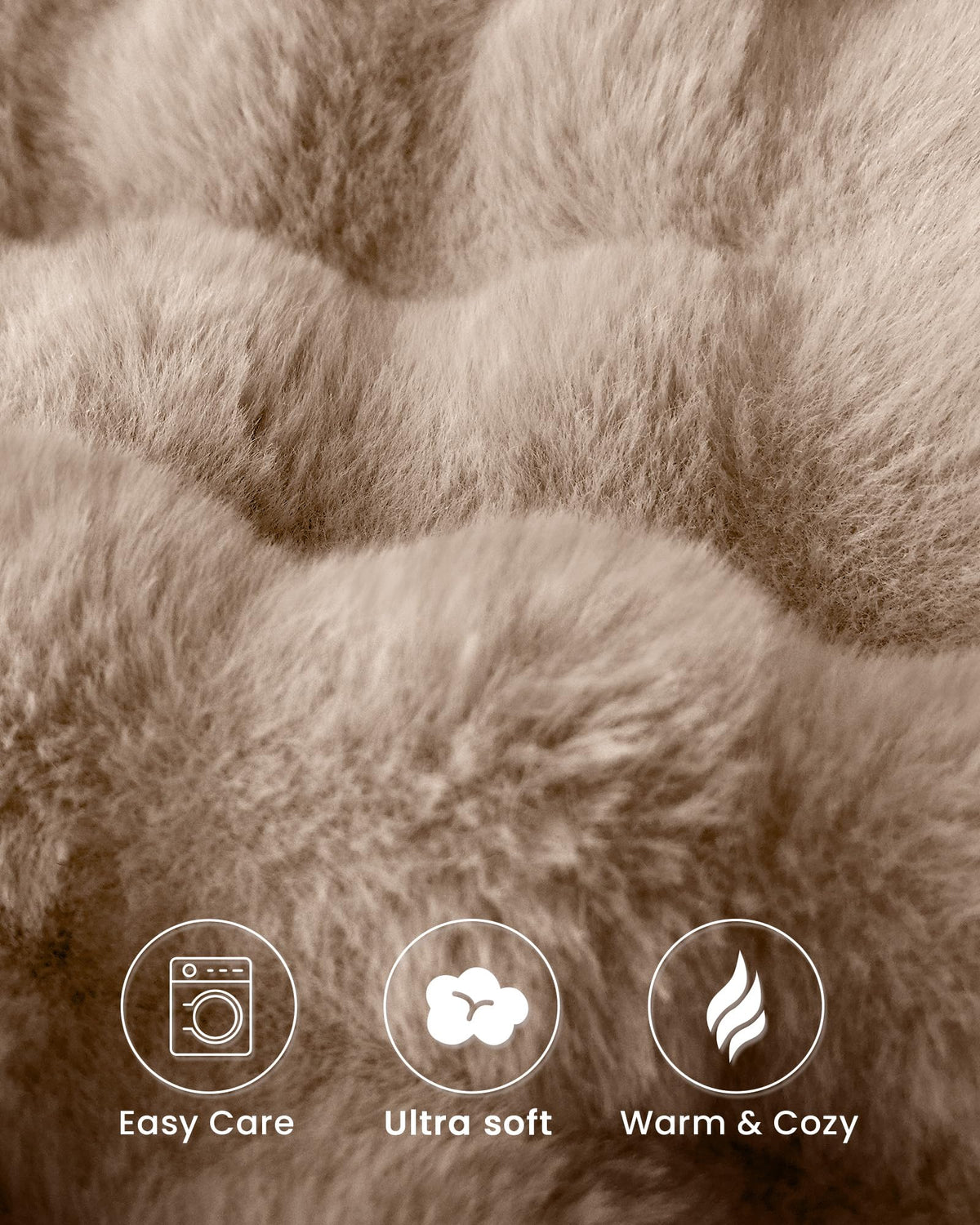 Blunique Light brown faux fur throw on a sofa enhances cozy ambiance.