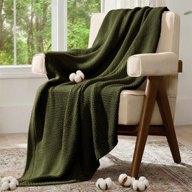 blunique 50x60 inch throw size shown on chair.