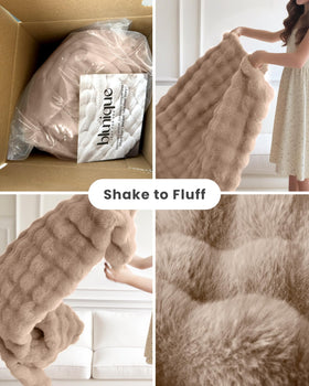 Blunique Oversize 50x60 inch blanket provides extra coverage in light brown.