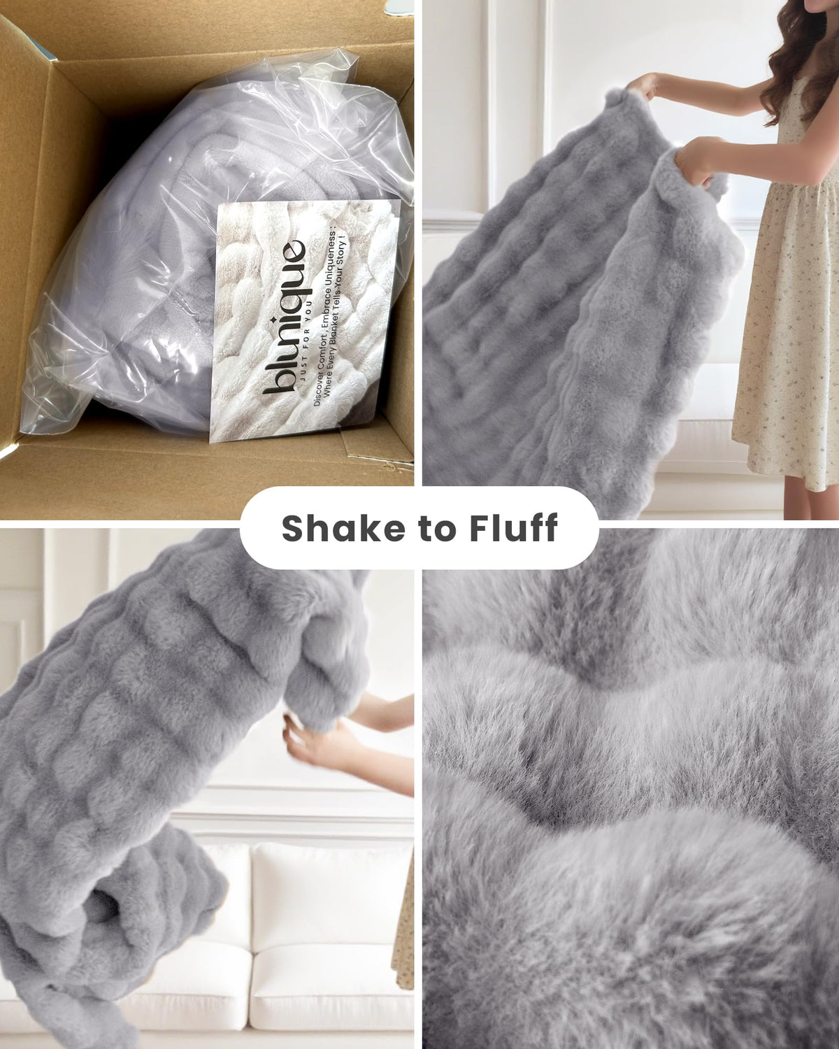Oversized 50x60 inch blanket ready to drape over a couch or bed