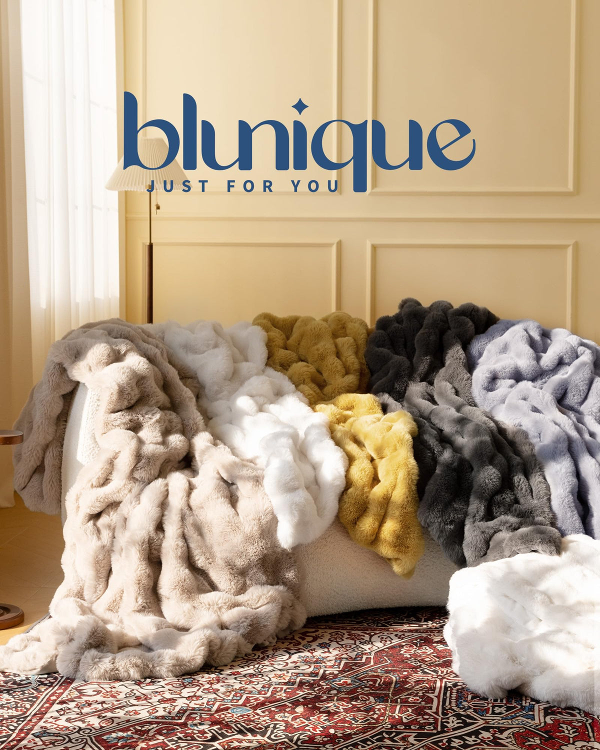 Soft, plush Blunique throw ready for cozy nights