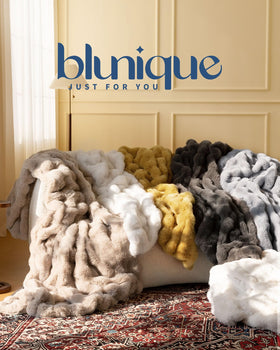 blunique premium faux fur blanket for couch bed and living spaces