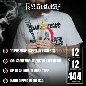 Blunteffects USA-made badge on packaging signals quality and domestic manufacturing.