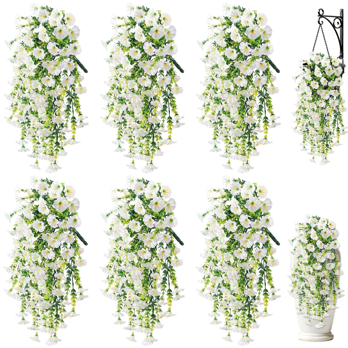 Blurap artificial morning glory outdoors 6-pack white blooms add lasting color to porches.