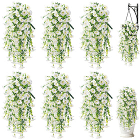 Blurap artificial morning glory outdoors 6-pack white blooms add lasting color to porches.