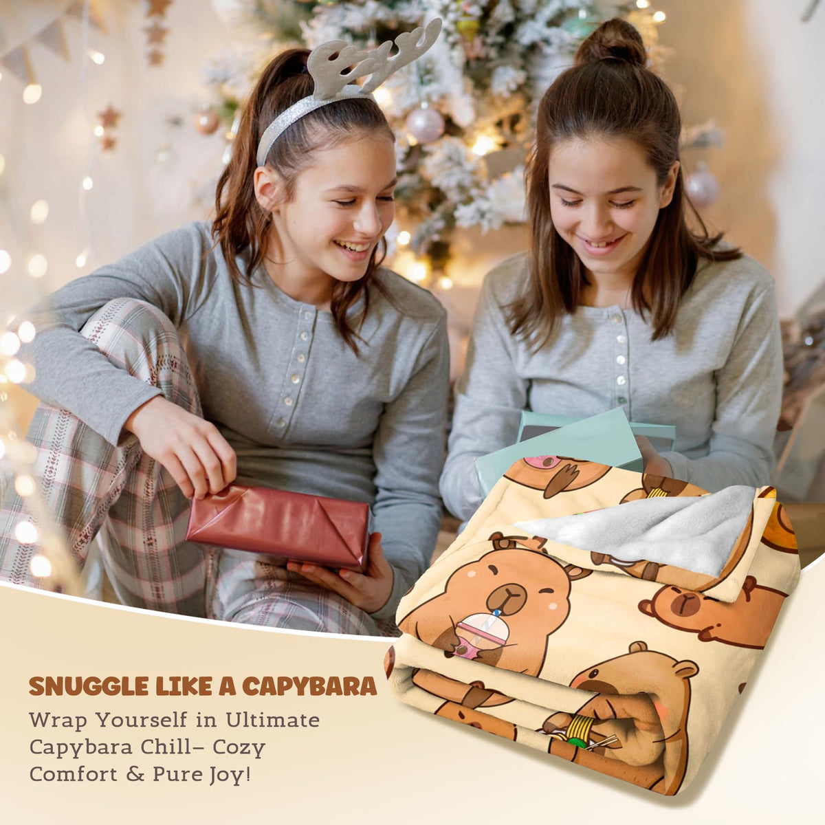 Bmaows capybara blanket kid-comfy-use showing soft warmth for study breaks.