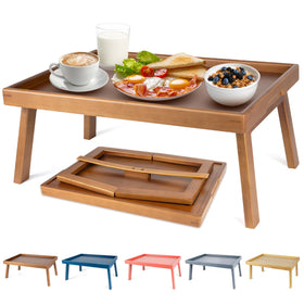 Bmboryxa bamboo bed table tray with support bar keeps meals steady.