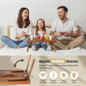 Bmboryxa bamboo bed tray with foldable legs allows easy setup.