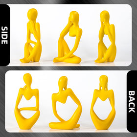 Golden resin figurine suited for home or office desks.