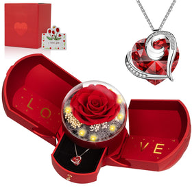 BNWXOY preserved rose necklace with pulsating heart pendant offers a romantic keepsake.