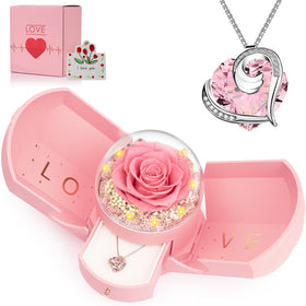 BNWXOY preserved rose necklace pink; timeless keepsake for gifting
