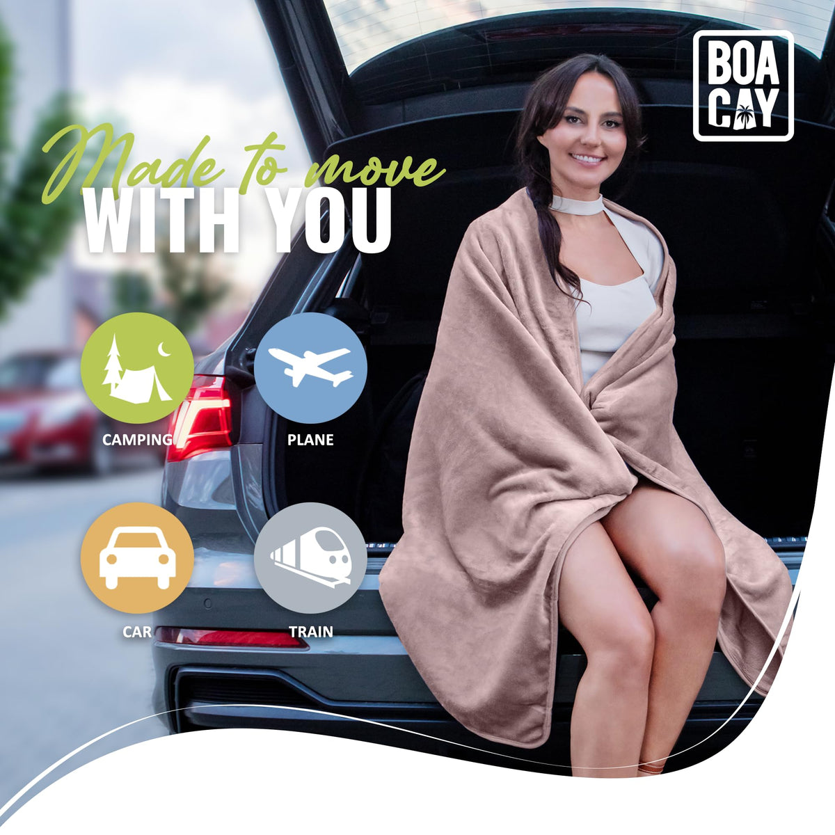 BOACAY compact travel blanket fits in bags and seats without bulk.