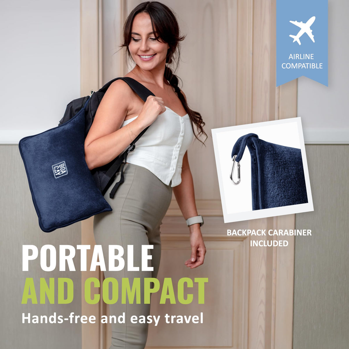 BOACAY travel blanket with luggage sleeve is easy to carry on trips