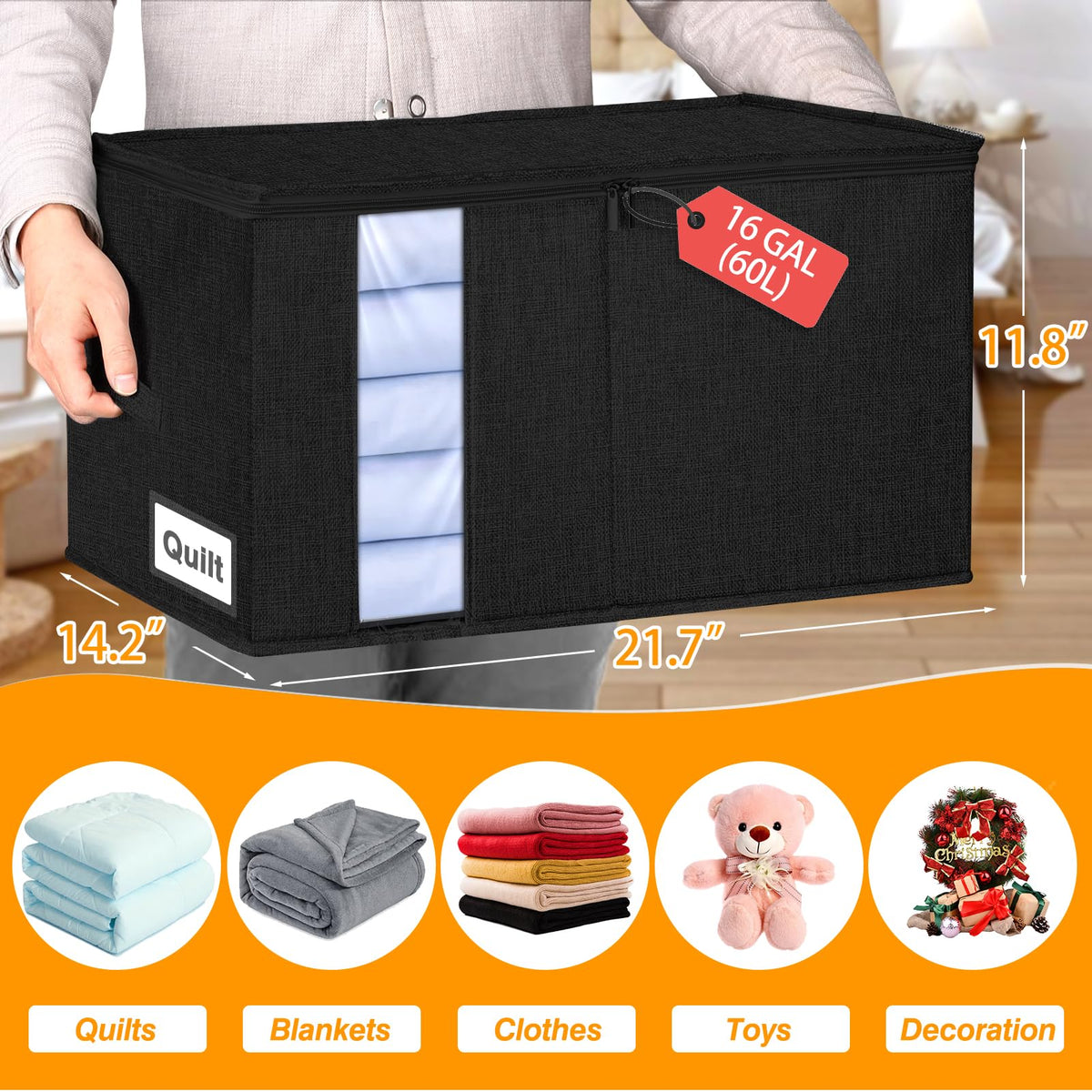 boailydi 60L storage bag reinforced handle demonstrates sturdy handling and lifting