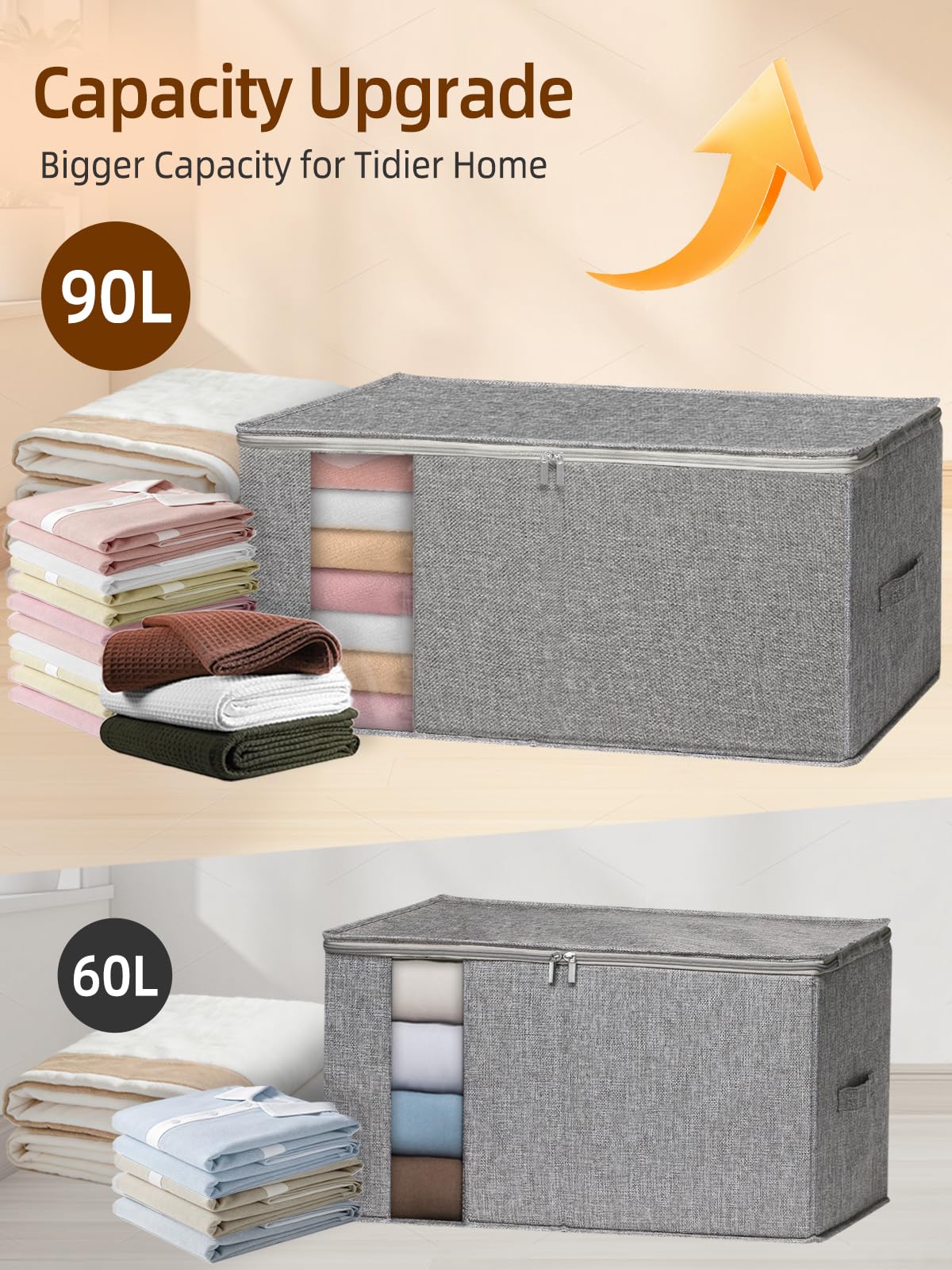 boailydi 90L king size storage bag clear window for quick bedding identification