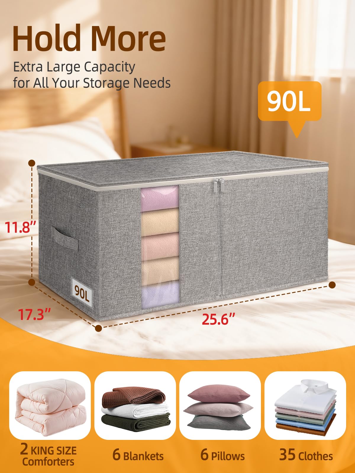 boailydi 90L king size storage bag wide opening for easy packing and unloading