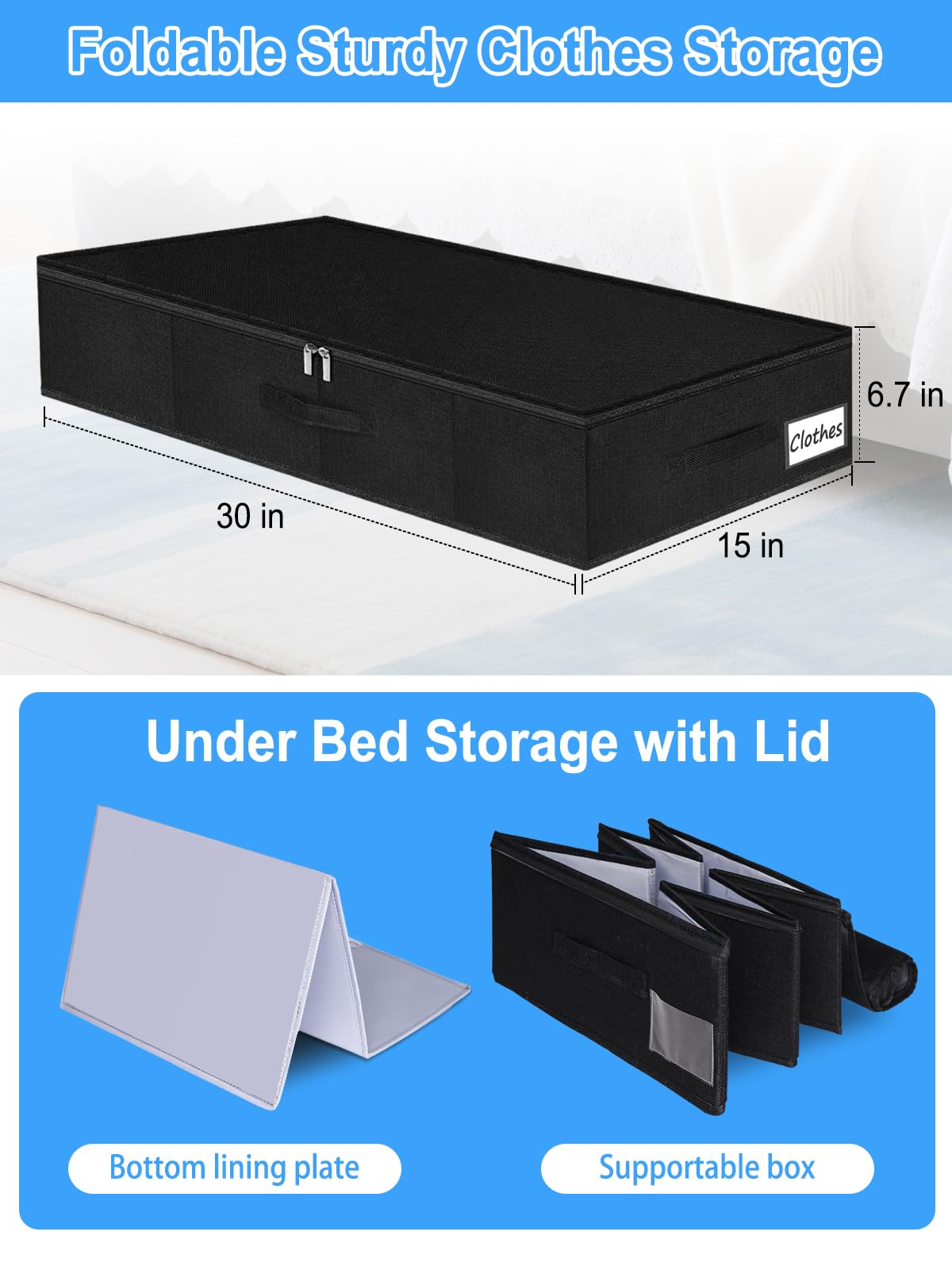 Boailydi under-bed bin size 30x15x6.7 inches fits under beds and sofas