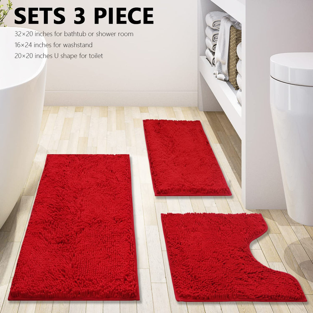 BOANKODU absorbent shag rug quickly soaks up moisture, keeping bathroom floors dry.