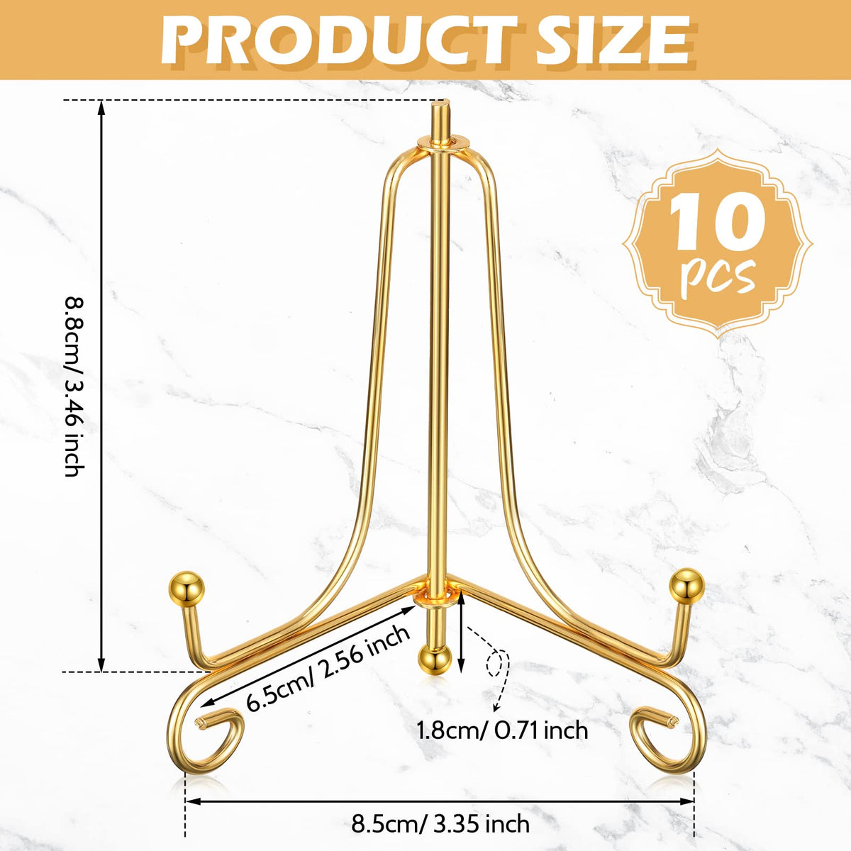 Boao gold 4-inch iron plate stand elevates a photo frame on a tabletop