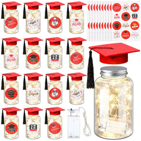 Boao graduation set light strings illuminate tables with warm glow.