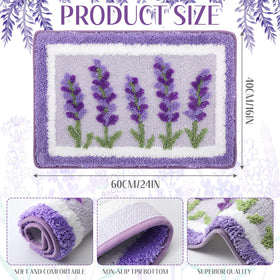 Boao Lavender Bath Mat features non-slip backing for safer floors.