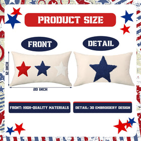 Boao red white blue star pillow cover enhances patriotic room ambiance.
