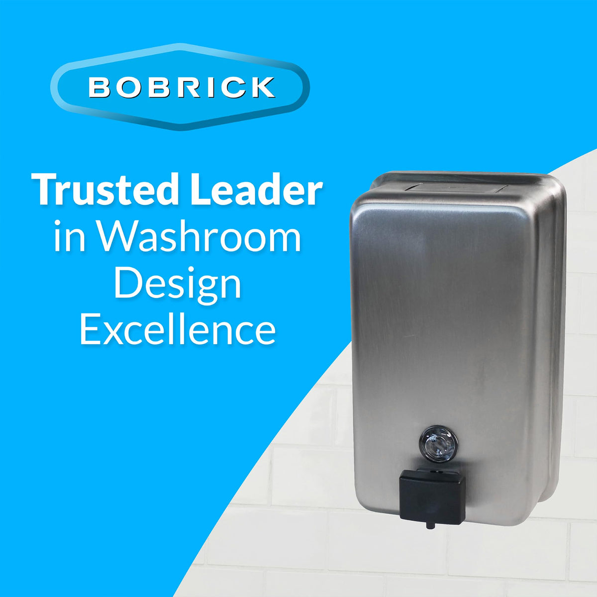 Bobrick ADA compliant push button demonstrates easy one handed operation