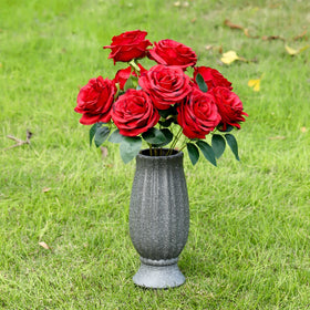 Bocola cemetery vase mouth-diameter-3-5in allows easy arranging of artificial blooms.